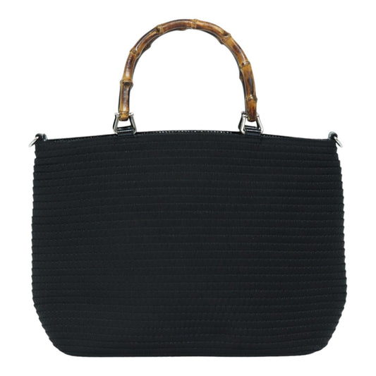Gucci Vintage Bamboo Handle Tote Canvas, BLACK, CANVAS, Tote bag