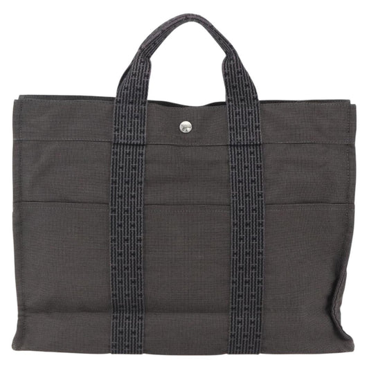 Hermes Fourre-tout Herline Canvas, GRAY, CANVAS, Tote bag