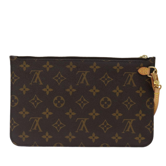 Louis Vuitton Neverfull Pochette Monogram Canvas, BROWN, CANVAS, Clutche & pouche