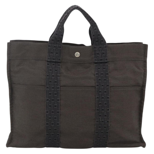 Hermes Fourre-tout Herline Canvas, Gray, Canvas, Tote Bag