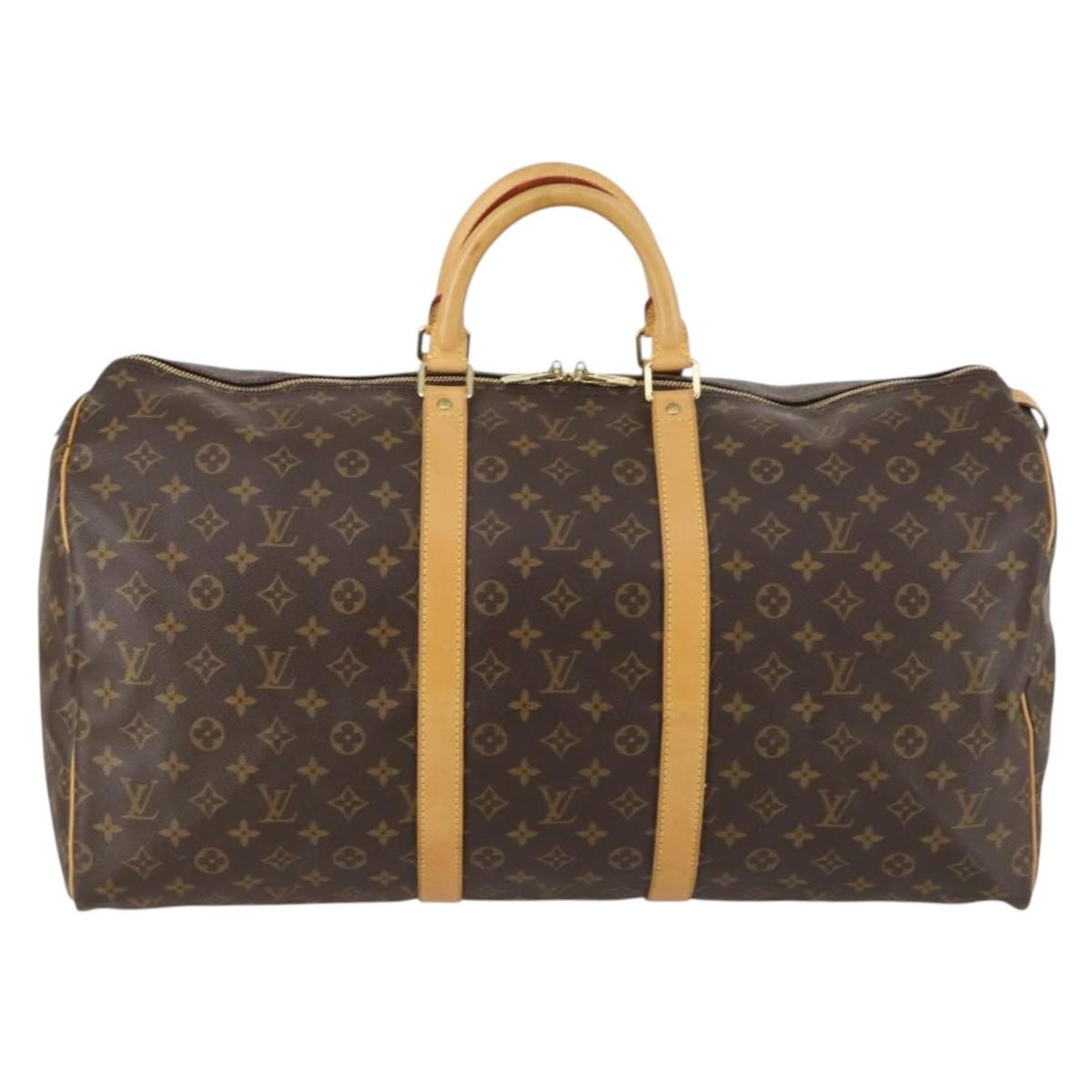 Louis Vuitton Keepall Bag Monogram Canvas, BROWN, CANVAS, Travel bag