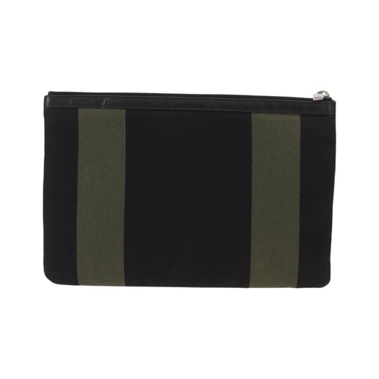 Saint Laurent Beach Zip Canvas, Khaki, Canvas, Clutch