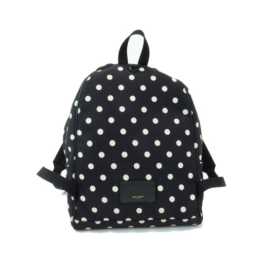 Saint Laurent City Printed Canvas, Black, Canvas, Backpack