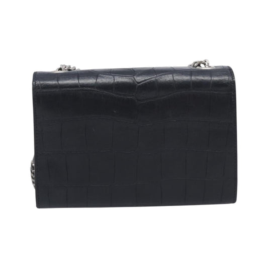 Saint Laurent Classic Monogram Tassel Chain Crocodile Embossed Leather, Black, Leather, Crossbody Bag