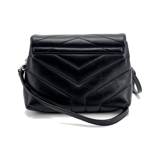 Saint Laurent Loulou Matelasse Chevron Leather, Black, Leather, Shoulder Bag