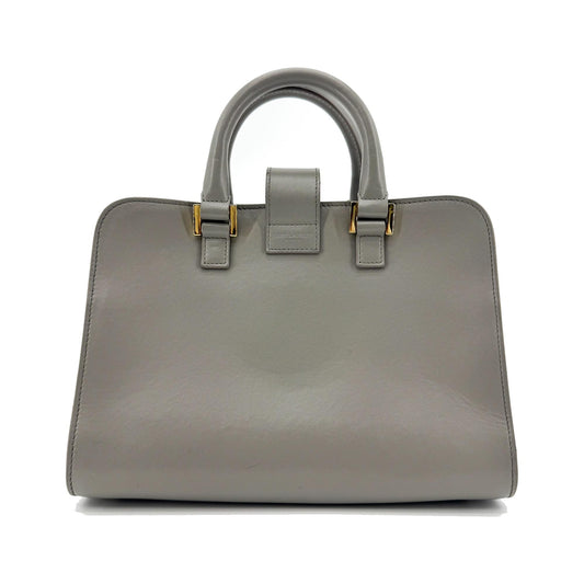 Saint Laurent Monogram Cabas Leather, Gray, Leather, Tote Bag