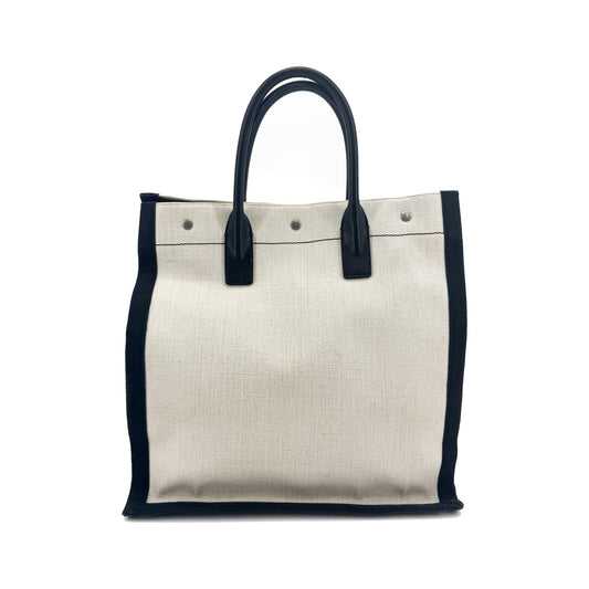 Saint Laurent Rive Gauche Shopper Canvas, White, Canvas, Tote Bag