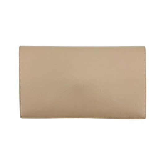 Saint Laurent Uptown Pouch Leather, Beige, Leather, Clutch