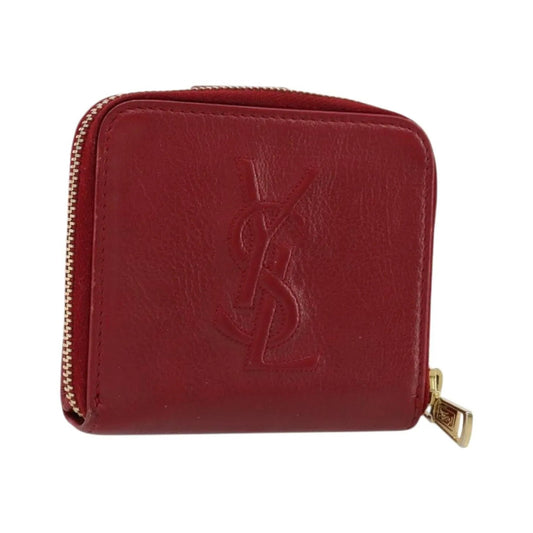 Saint Laurent Zipped Bifold Leather, Red, Leather, Wallet