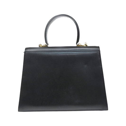 Salvatore Ferragamo Convertible Top Handle Leather, Black, Leather, Handbag