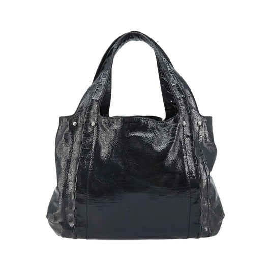 Salvatore Ferragamo Gancini Handle Tote Leather, Black, Leather, Handbag