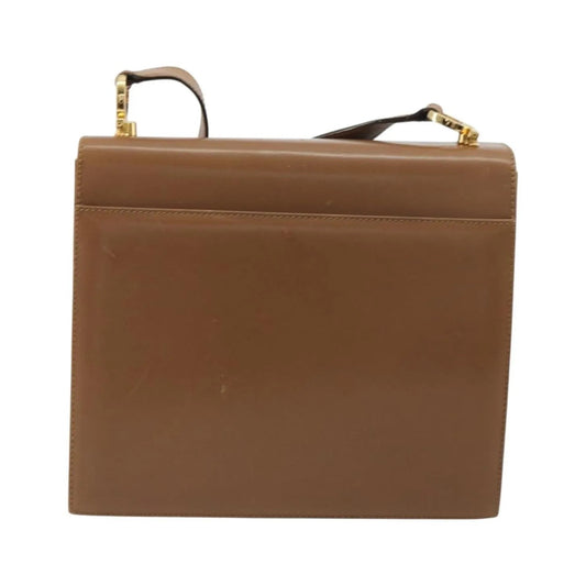 Salvatore Ferragamo Gancini Leather, Brown, Leather, Shoulder Bag