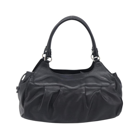 Salvatore Ferragamo Gancini Leather, Black, Leather, Handbag