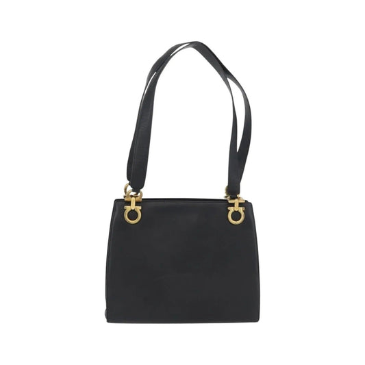 Salvatore Ferragamo Gancini Tote Leather, Black, Leather, Tote Bag