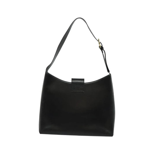 Salvatore Ferragamo Gancio Flap Hobo Leather, Black, Leather, Shoulder Bag