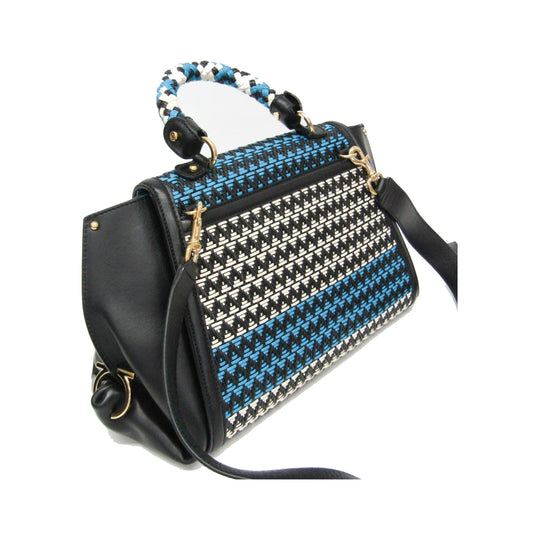 Salvatore Ferragamo Sofia Satchel Multicolor Woven Leather, Multicolour, Leather, Handbag