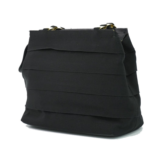 Salvatore Ferragamo Vala Chain Canvas, Black, Canvas, Shoulder Bag