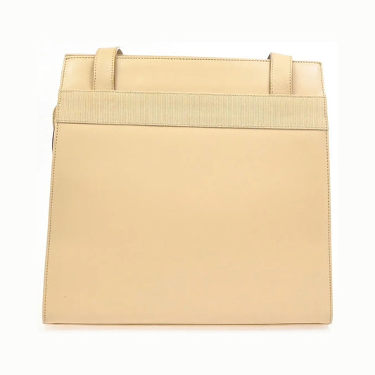 Salvatore Ferragamo Vala Leather, Beige, Leather, Shoulder Bag