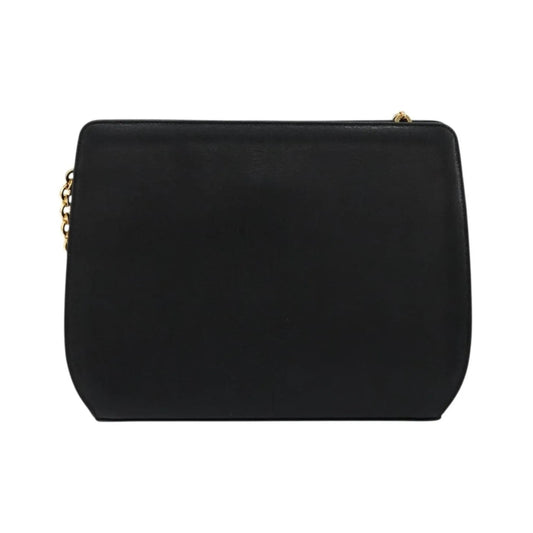 Salvatore Ferragamo Vintage Chain Leather, Black, Leather, Shoulder Bag