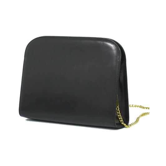 Salvatore Ferragamo Vintage Gancini Chain Leather, Black, Leather, Shoulder Bag