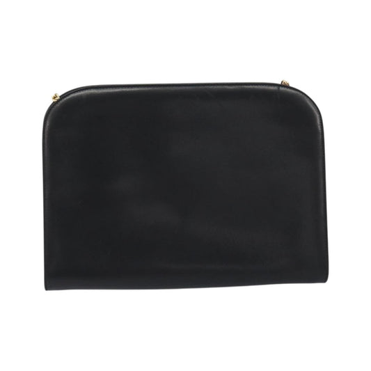 Salvatore Ferragamo Vintage Gancini Chain Leather, Black, Leather, Shoulder Bag