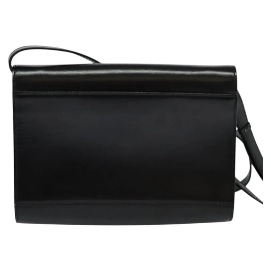 Celine Vintage Circle Logo Leather, Black, Leather, Shoulder Bag