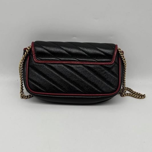Gucci GG Marmont Chain Flap Matelasse Leather, Black, Leather, Crossbody Bag
