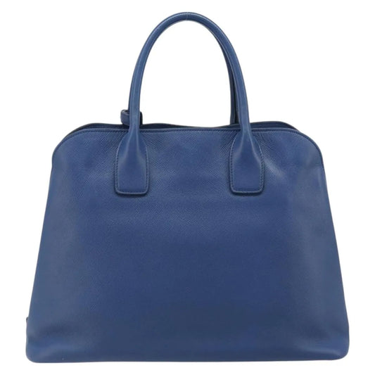 Prada Cuir Promenade Front Zip Tote Leather, Blue, Leather, Handbag
