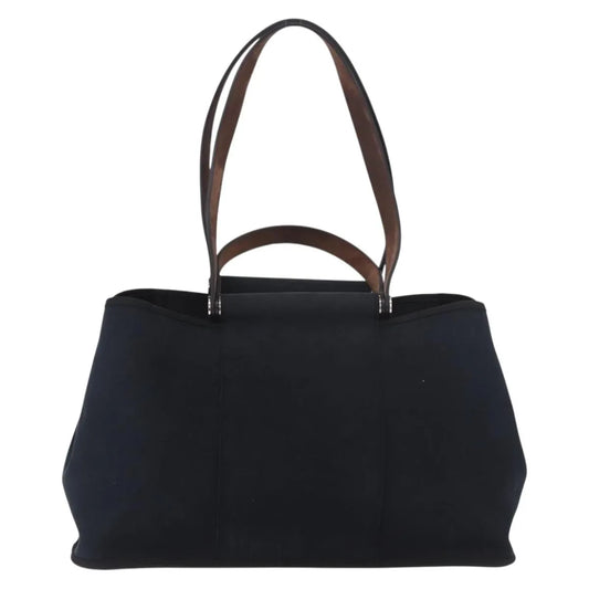 Hermes Cabag Elan Toile and Leather, Black, Canvas, Shoulder Bag