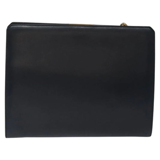 Salvatore Ferragamo Vintage Gancini Chain Leather, Navy, Leather, Shoulder Bag