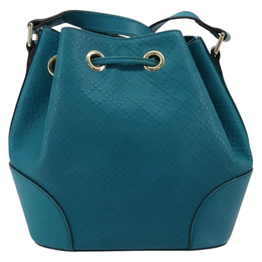 Gucci Bright Bucket Diamante Leather, Blue, Leather, Shoulder Bag