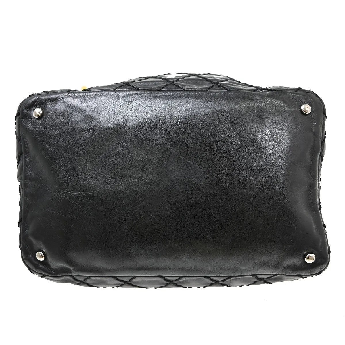 Chanel Vintage CC Drawstring Bucket Lambskin, Black, Leather, Shoulder Bag