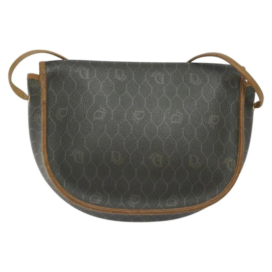 Christian Dior Vintage Honeycomb Flap Coated Canvas, Green, Canvas, Shoulder Bag