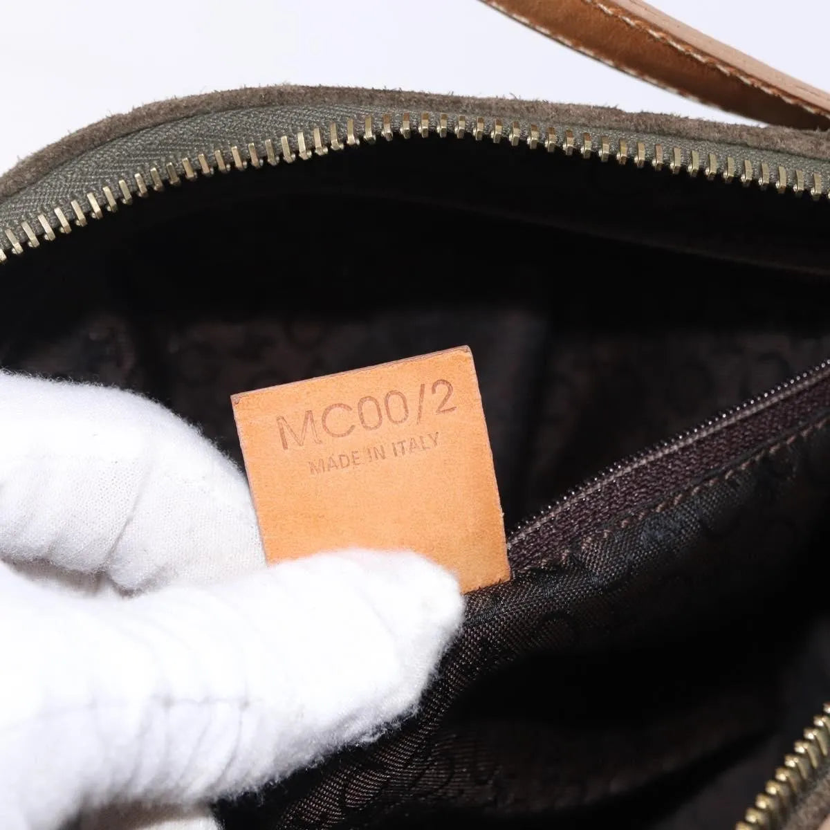Celine C Macadam Suede and Leather, Green, Suede, Handbag