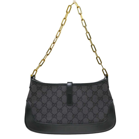 Gucci Vintage Jackie O Chain Hobo GG Canvas, Black, Canvas, Handbag