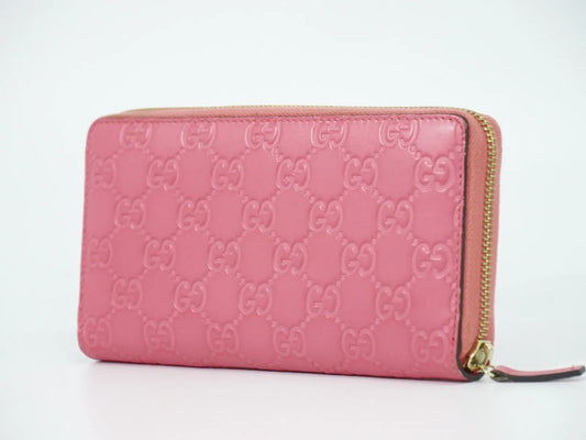 Gucci Zip Around Wallet (Outlet) Microguccissima Leather, Pink, Leather, Wallet
