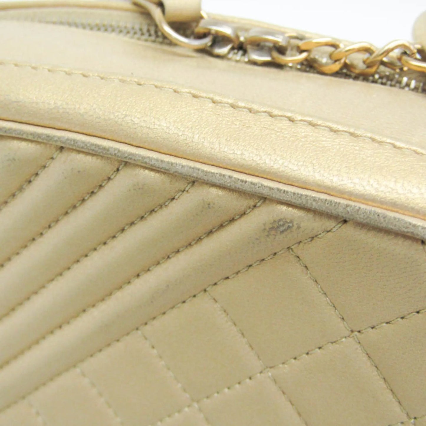Chanel Coco Boy Camera Quilted Leather, Gold, Leather, Shoulder Bag