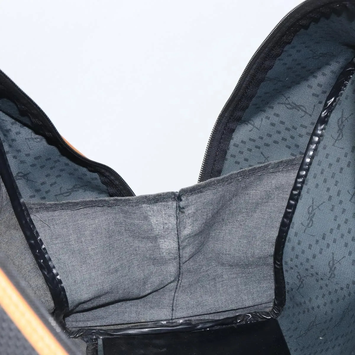 Saint Laurent Vintage Boston PVC Leather, Black, Canvas, Travel Bag