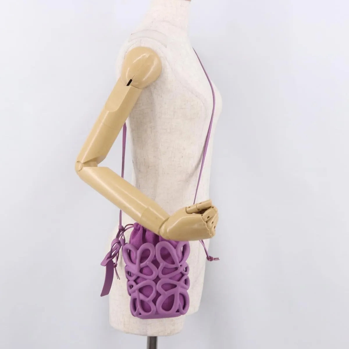 Loewe Anagram Inflated Pocket Canvas and silicon, Purple, Canvas, Crossbody Bag