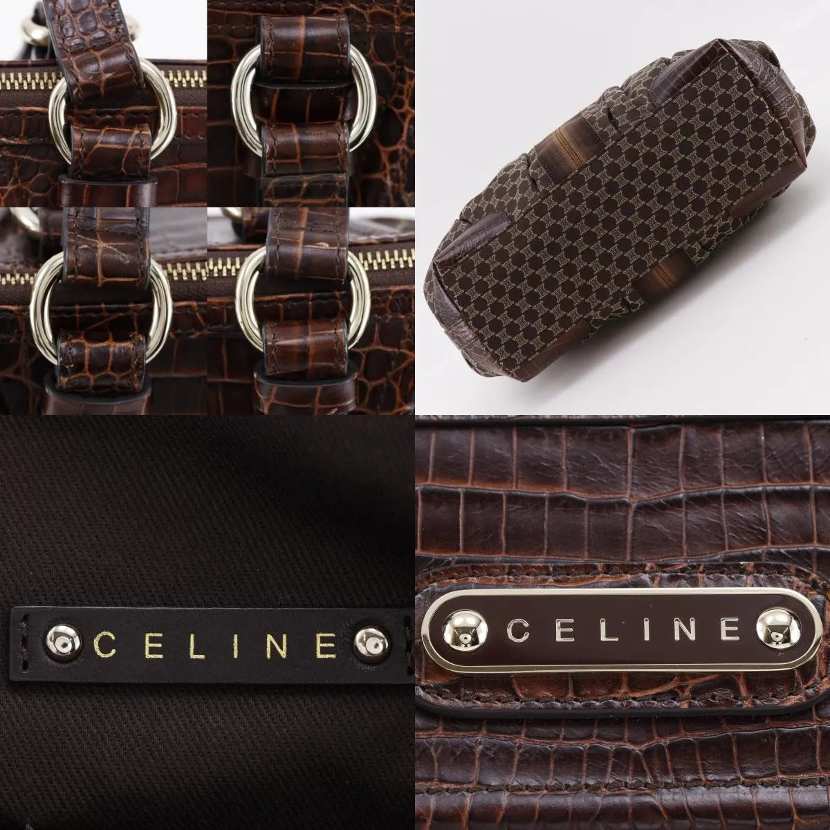 Celine Macadam Macadam with leather, Brown, Leather, Tote Bag