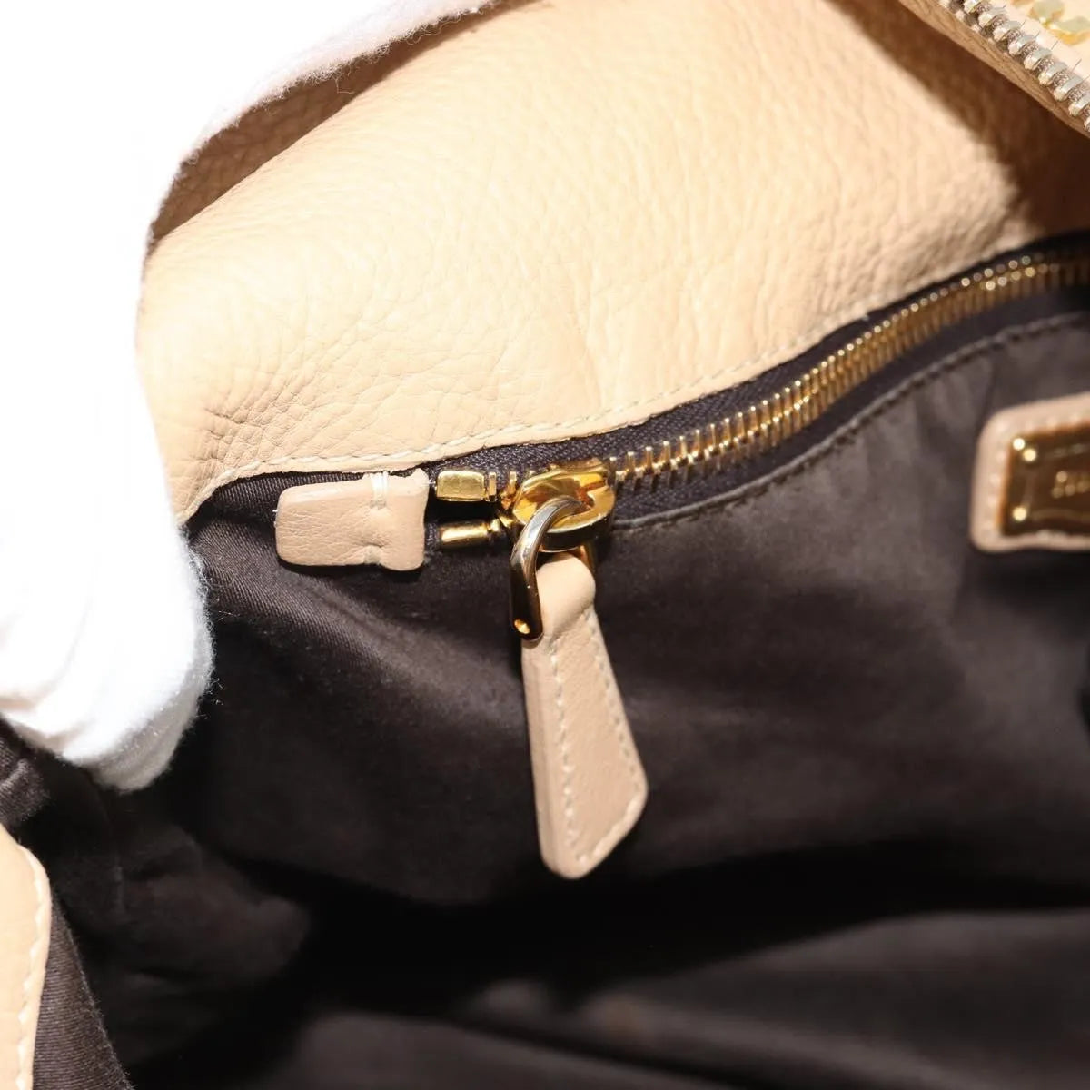 Miu Miu Convertible Satchel Leather, Beige, Leather, Handbag