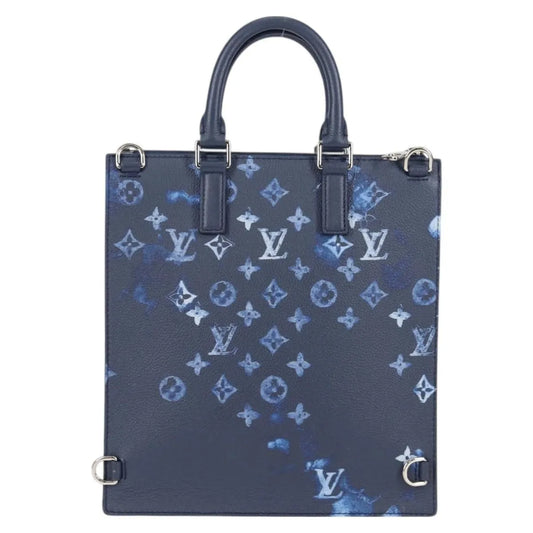 Louis Vuitton Sac Plat Zipped Limited Edition Monogram Ink Watercolor Leather, Blue, Canvas, Handbag