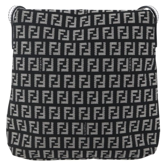Fendi Vintage Flap Zucchino Canvas, Black, Canvas, Shoulder Bag