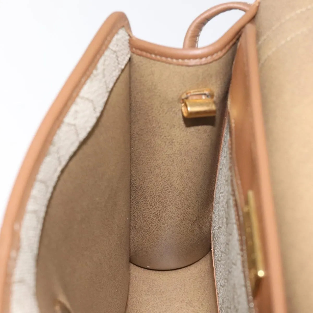 Christian Dior Vintage Honeycomb Flap Canvas and Leather, Beige, PVC, Shoulder Bag