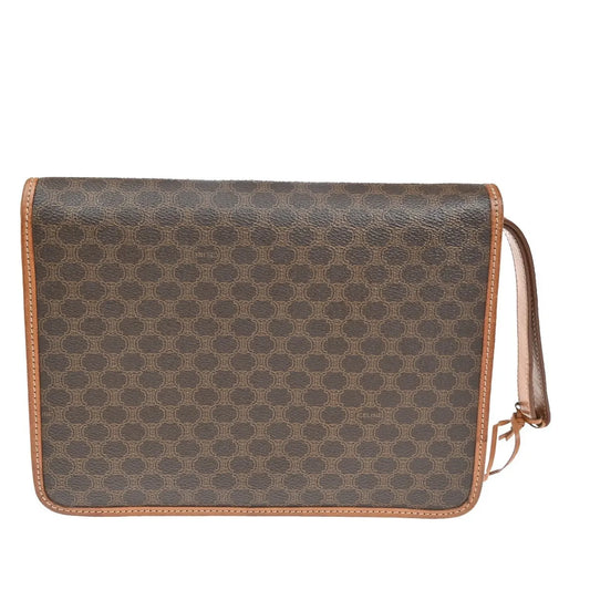 Celine Macadam Pochette Canvas and Leather, Brown, Canvas, Clutch