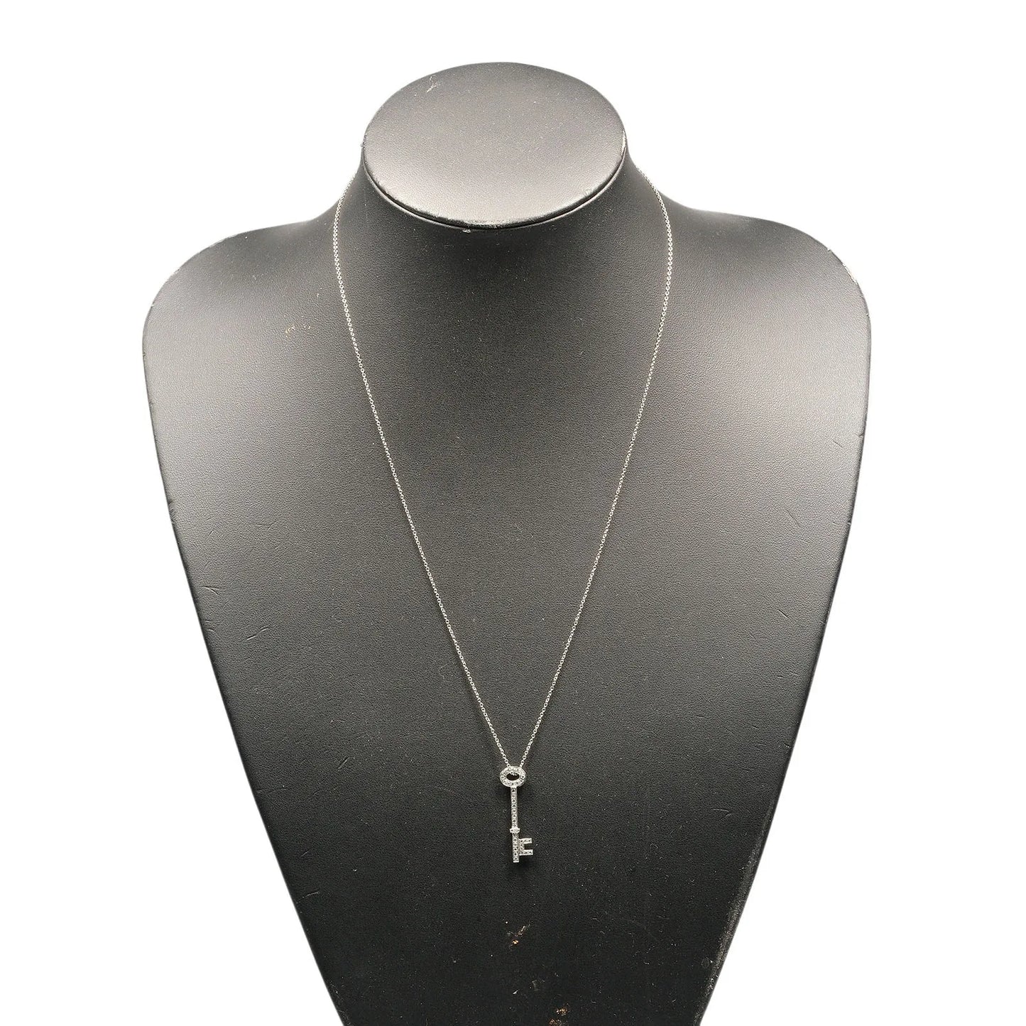 Tiffany & Co. Oval Key Pendant Platinum and Diamonds, Silver, Platinum, Necklace