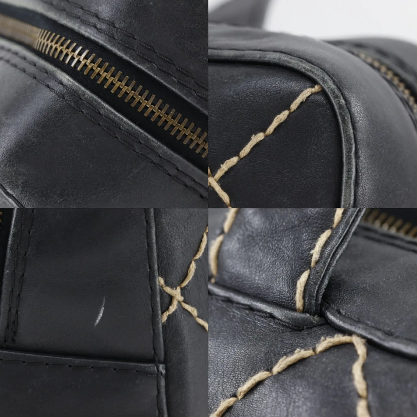Chanel Surpique Boston Quilted Leather, Black, Leather, Handbag