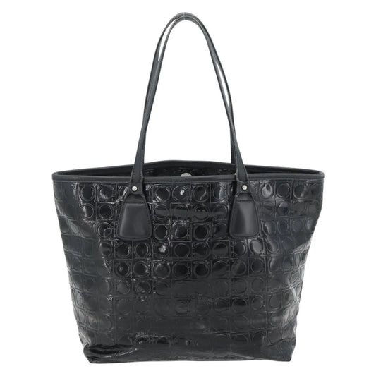Salvatore Ferragamo Gancini Tote Patent leather, Black, Patent Leather, Tote Bag