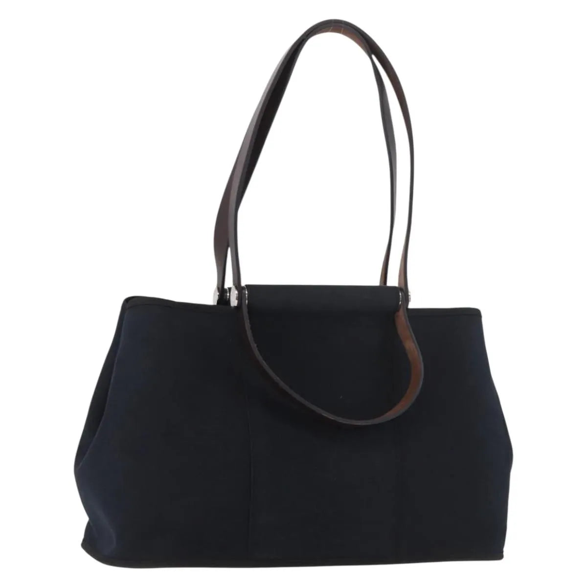 Hermes Cabag Elan Toile and Leather, Black, Canvas, Shoulder Bag