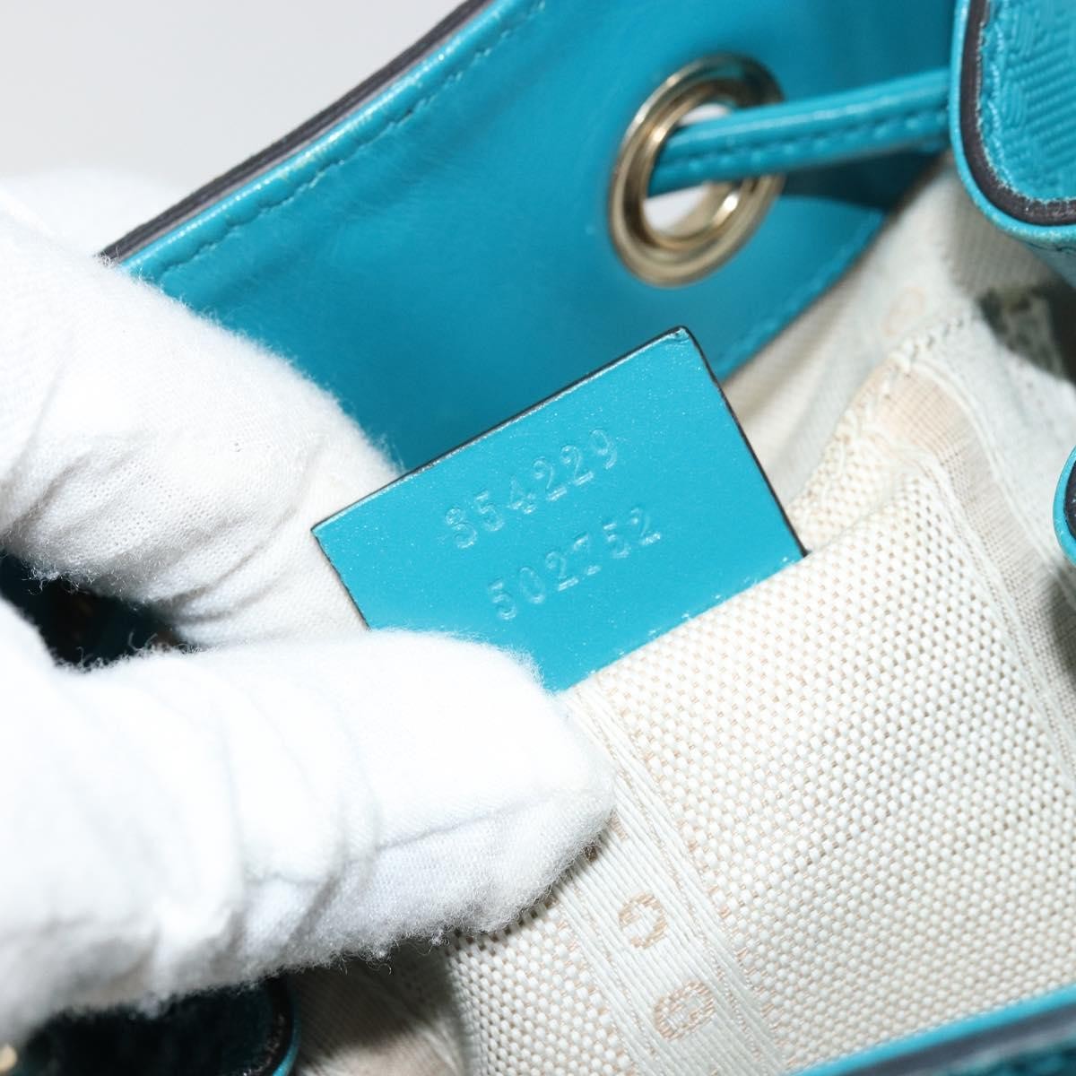 Gucci Bright Bucket Diamante Leather, Blue, Leather, Shoulder Bag